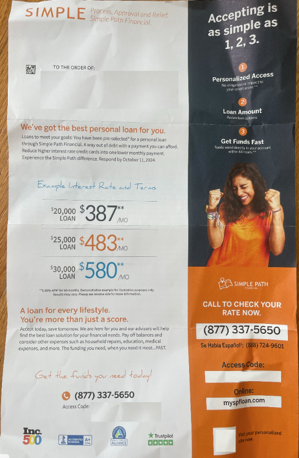 Picture of Simple Path Financial mailer